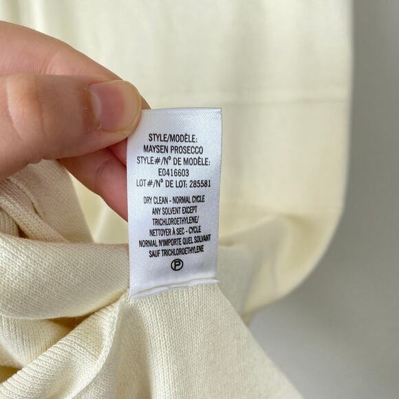 THEORY Maysen Prosecco Dress Ivory Ice Knit Size Small NWT Open Back A Line - Picture 9 of 12